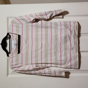 Casual corner scoop neck t shirt with pink and tan stripes